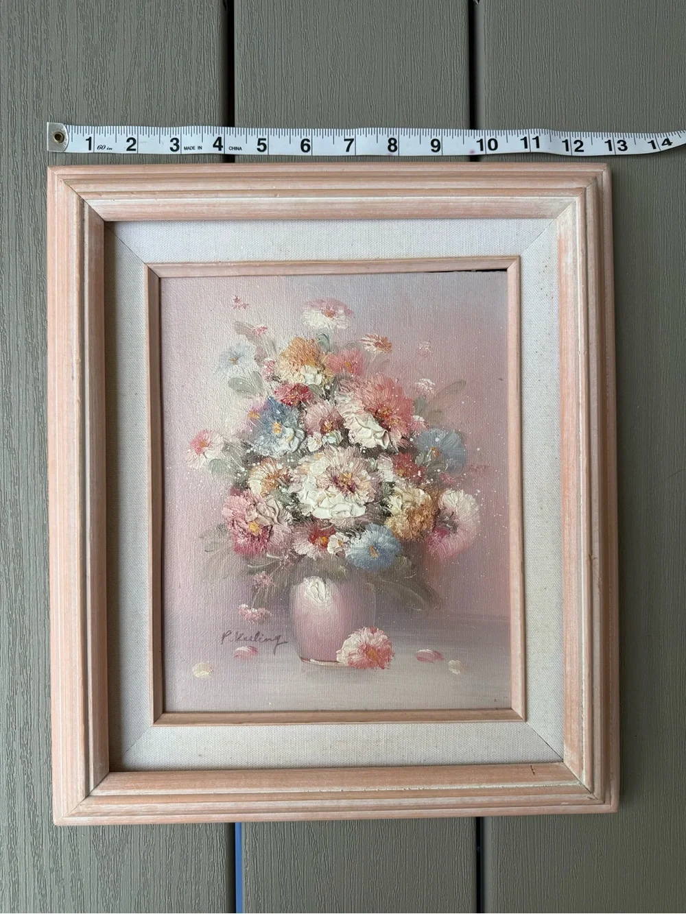 Vintage P. Keeling Signed Original Impasto Oil Floral Painting 8x10 Framed